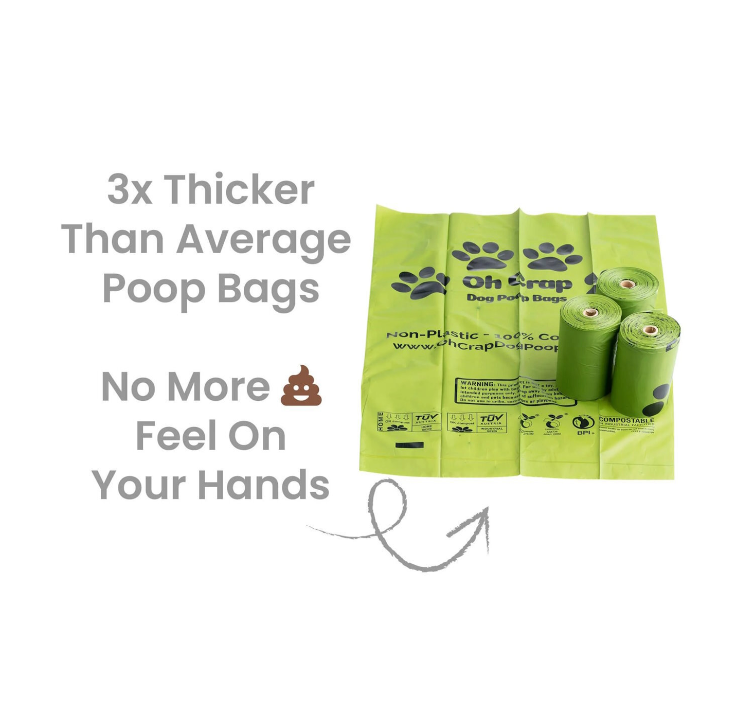 Oh Crap Compostable Dog Poop Bags. Eco-Friendly - 240 bags per box (16 rolls x 15 bags)