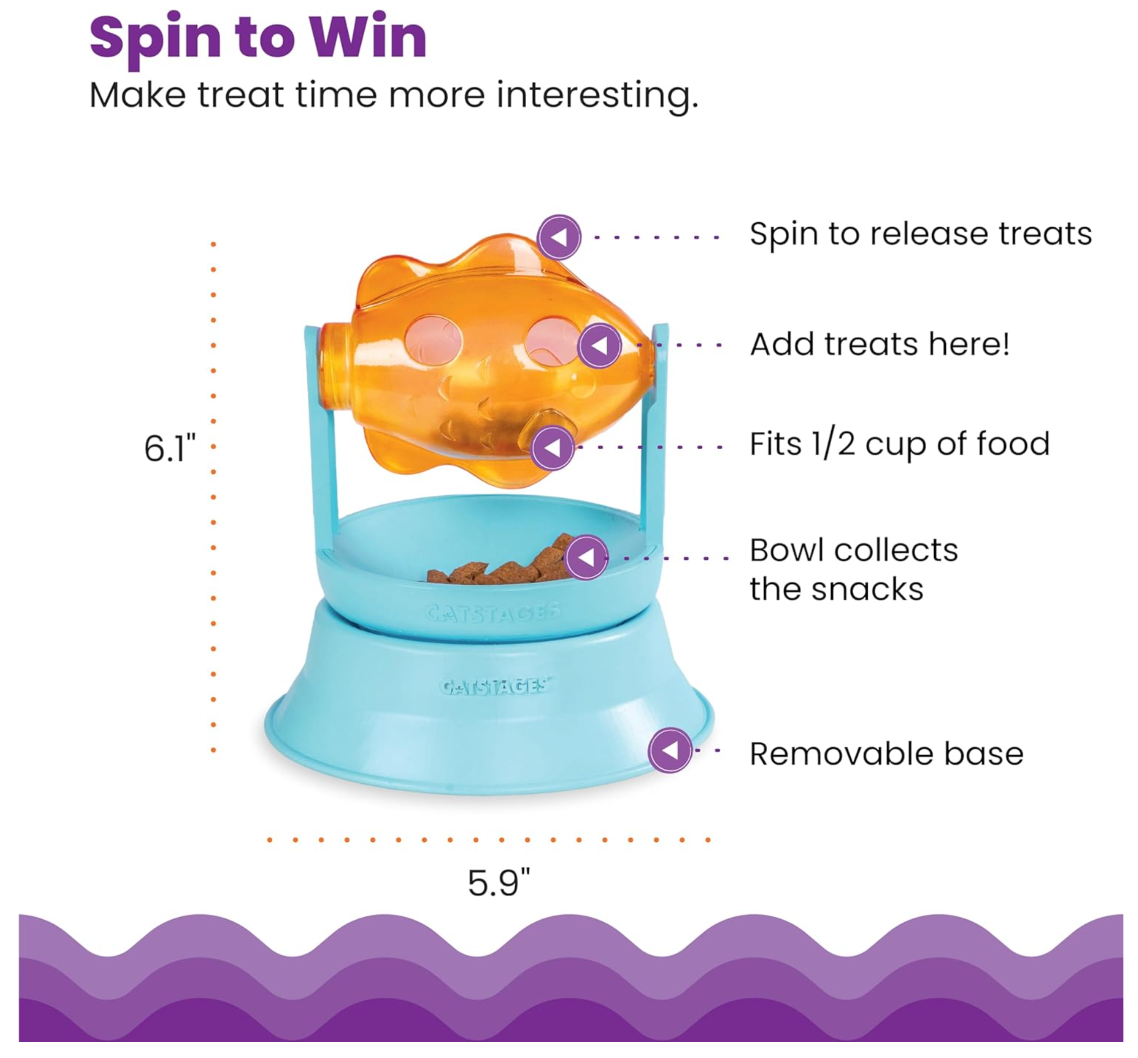 Catstages 2-in-1 Topper Spin Fish Bowl – Interactive Cat Toy