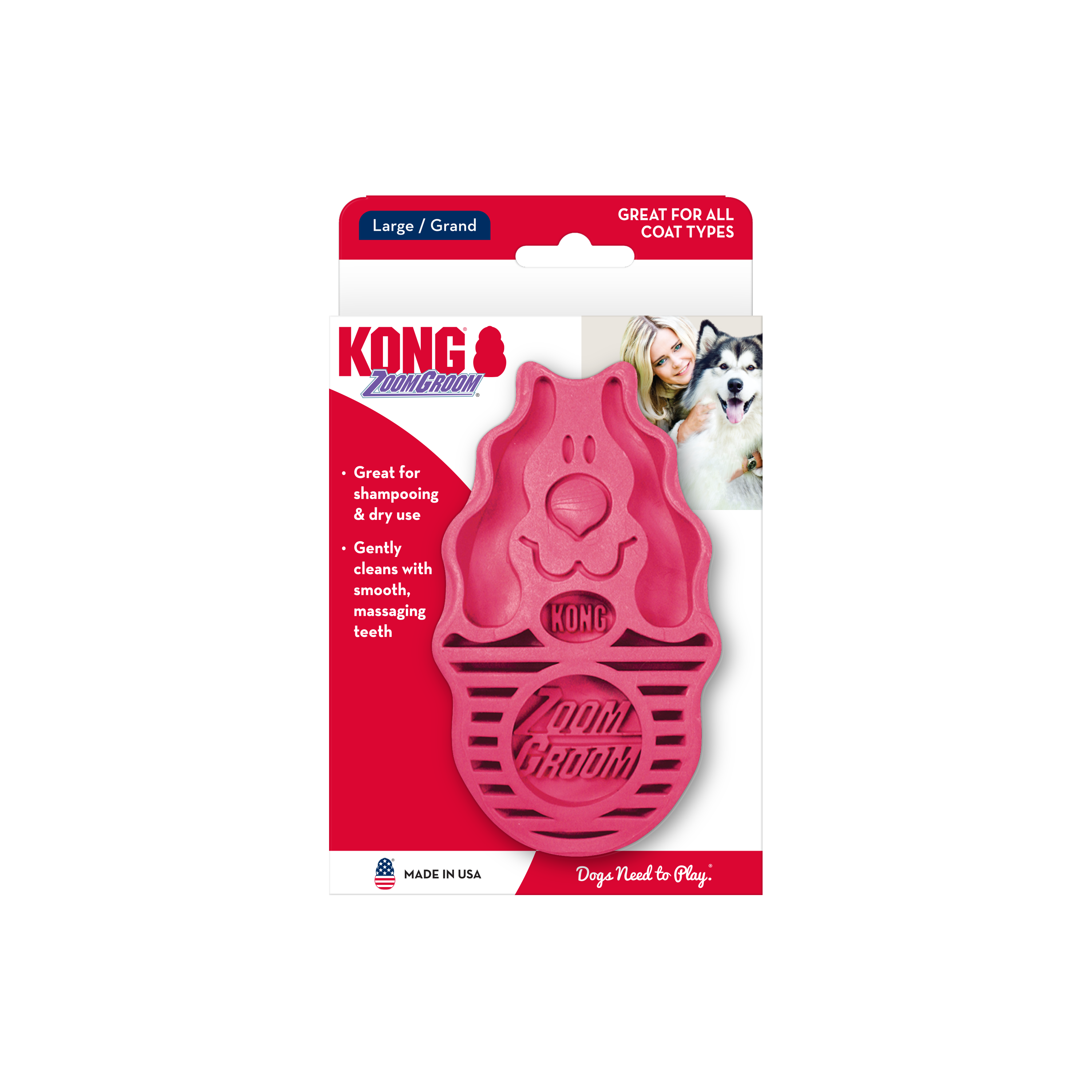 KONG ZoomGroom® Raspberry Lg