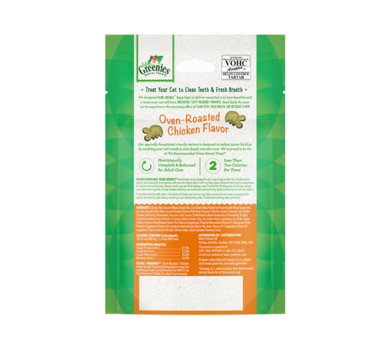 FELINE GREENIES™ Oven-Roasted Chicken Dental Cat Treats 60g