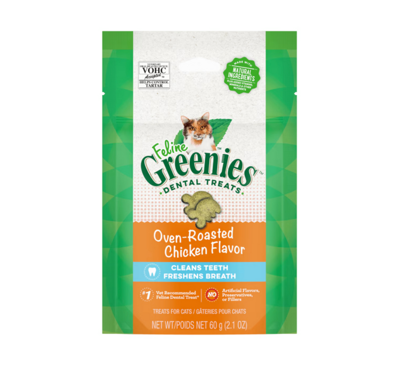 FELINE GREENIES™ Oven-Roasted Chicken Dental Cat Treats 60g