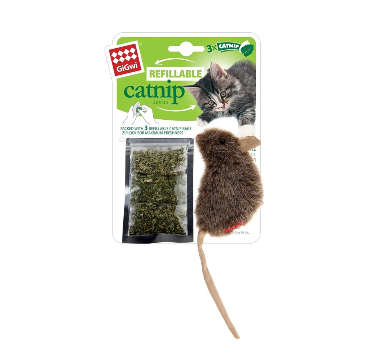 GiGwi Refillable Catnip Mouse Natural